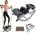 2026 New Rock Stepper Machine with Side to Side Motion and Resistance Bands Compact Stepper for Home Workouts Features Digital Monitor for Steps Time