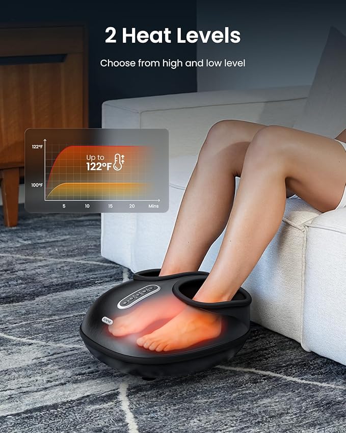RENPHO 2026 [Upgraded] Foot Massager with Heat, FSA Eligible Shiatsu Foot Massager for Plantar Fasciitis, Deep-Kneading, Air Squeezing Feet Massager, Targets Heels, Balls & Arches up to Mens Size 12