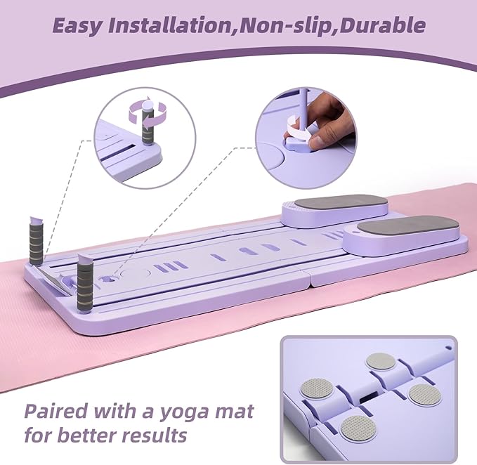 Pilates Reformer Board, Foldable Pilates Reformer Kit,Portable Pilates Machine for Women Girls，All-in-1 Multi-Purpose Abs Core Pilates Equipment Workout for Home Office Indoor