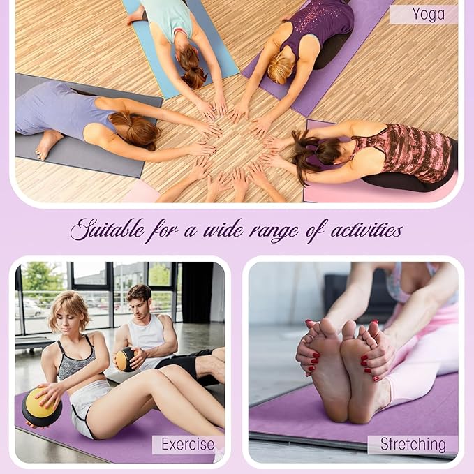 Hot Yoga Towel - Microfiber Non Slip Yoga Mat Towel with Grip Dot Sweat Absorbent Towel for Hot Yoga, Pilates and Fitness 72" x 24", Purple