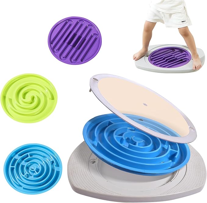 Balance Board Maze,Swing Maze Balance Board with 3 Interchangeable Turntables and 2 Balls for Exercise,Physical Therapy and Recreation