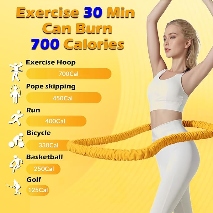 3 lbs Soft Weighted Hoop for Adults -Fold Gentle Fat Burning and Waist Toning, Pinch-Proof Design,Soft Material Won't Irritate Skin， Perfect for Home/Travel/Postpartum Recovery