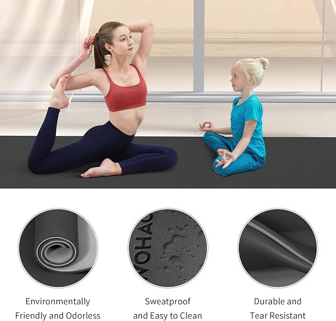 Extra Thick 8mm Yoga Mat, 72"x28" Non Slip Exercise Mat, Reversible 2-Sided Dual Color Premium POE Material, with Carrying Strap for Yoga, Pilates, Home Gym