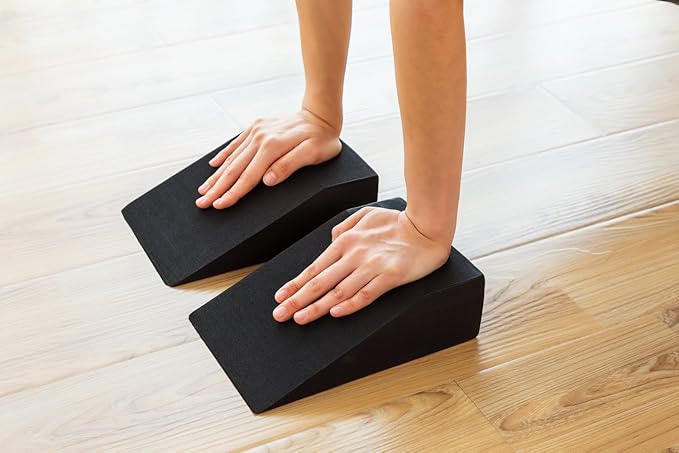 StrongTek Yoga Foam Wedge Blocks (Pair) Soft Wrist Wedge, Supportive Foot Exercise Accessories, For Balance, Strength, Stretch, Pilates, Fitness, Squat, Pushup, Plank, EVA Riser Block