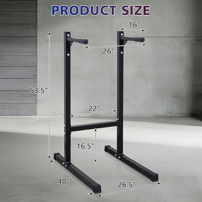 MIUDGIG Adjustable Height Dip Bar Station, Multi-function Dip Station Pull Up Bar Full Body Strength Training Workout Fitness Equipment for Tricep Dips, Heavy Duty Dip Station for Home Gym