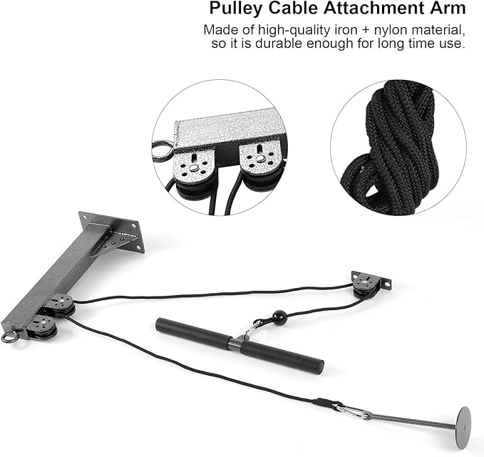 Acouto Wall Mount Fitness Pulley Attachment for Strength Training, Cable System for Home Gym Workout Equipment