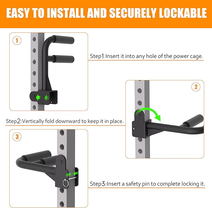 Muti-Grip Dip Bars Attachment for Power Cage with 5/8" or 1" Hole, Non-Slip Wide & Narrow Grip Dips Double Handles, 600 lbs Capacity, Squat Rack Attachment for Dips, Inverted Rows, Push-Ups
