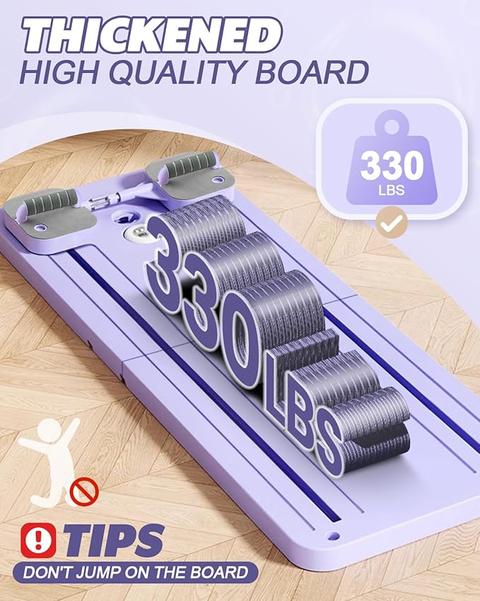 Pilates Board, Multi-Functional Ab Roller Board with Timer, Non-Slip Ab Machine with Slideway & Elbow Support, Easy to Store Ab Roller Board for Fitness Enthusiasts & Novices, Men, Women