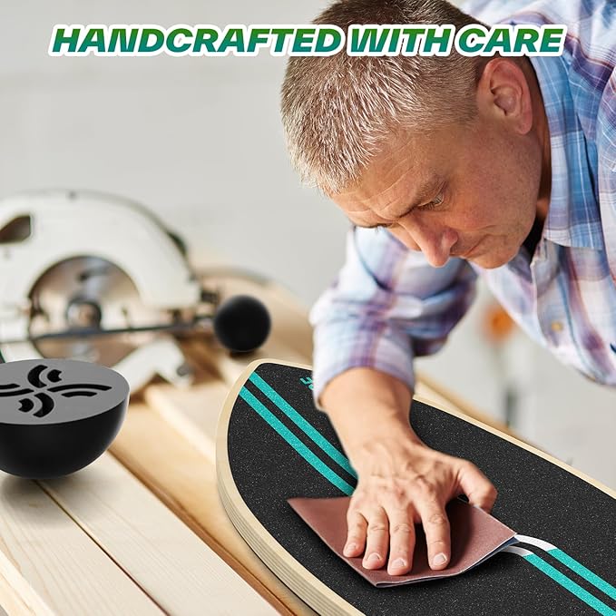 Sportneer Balance Board Upgrade – 8-in-1 Wooden Wobble Board with Roller, Rubber Ball & Half Ball, Balance Trainer for Adults, Core Strength & Physical Therapy Equipment 450 LBS