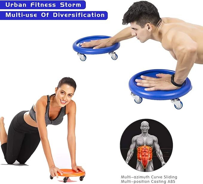 Abdominal Roller Ab Exercise Wheel Disc Core Coaster Core Fitness Sliders Ab Workout Equipment Easy Roller with Knee Mat for Home Gym