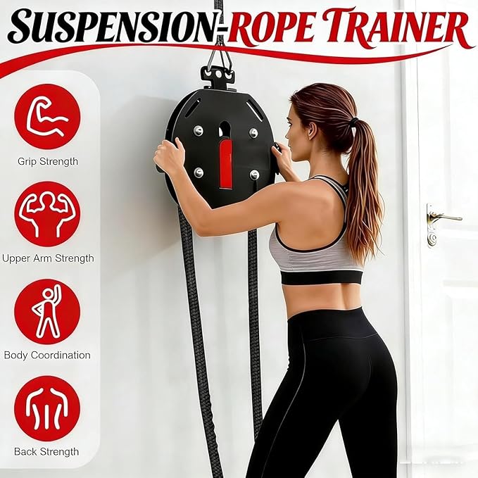 Resistance Trainer Machine, Endless Rope Trainer, 30KG/66LBS Max Adjustable Resistance, Suspension Endless Rope Pulley System, 4m Closed-Loop Nylon Rope, for Interval Resistance Training