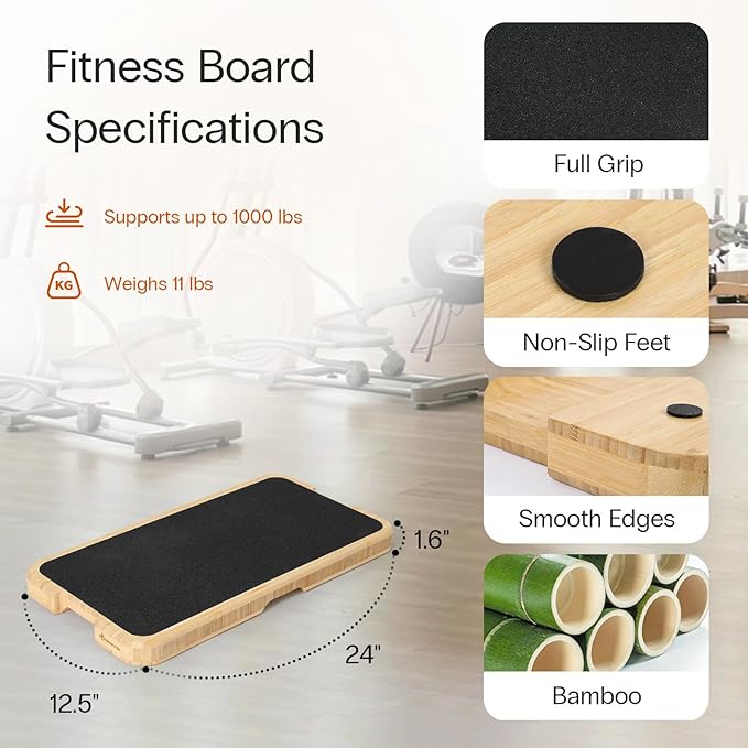 StrongTek Resistance Band Training Platform, Heavy-Duty Bamboo/Wood Board for Safe & Stable Resistance Workouts, Non-Slip, 1000 lbs Capacity for Arms, Shoulders, Core, Back & Legs
