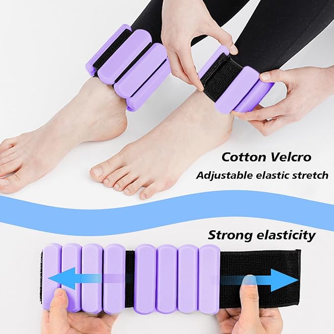 Wrist and Ankle Weights for Women & Men 2 Pack (1lb Each), Adjustable Silicone Wearable Arm & Leg Weights for Pilates, Gym, Yoga, Cardio, Strength Training