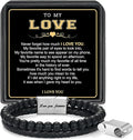 LUXEJEW Gifts for Men - Beaded Leather Bracelet 6mm Matte Agate Stone Bracelets for Men Dad Son Husband Boyfriend Grandpa Grandson Brother Uncle Nephew Adjustable Magnetic Clasp