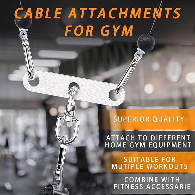 J Bryant Stainless Steel Double to Single Pulley Adaptor Plate for Cable Machine – Fitness Dual Pulley Connector with 3 Carabiners for LAT Pulldown, Triceps Pushdown, and T Bar Row Accessories