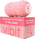 Vibit - Vibrating Massager for Plantar Fasciitis, Pain Relief and Sciatica, Foot and Body Portable Massage Roller, Deep Tissue Pain Relief from Feet to Neck, Electric, 3 Vibration Levels (Pink)