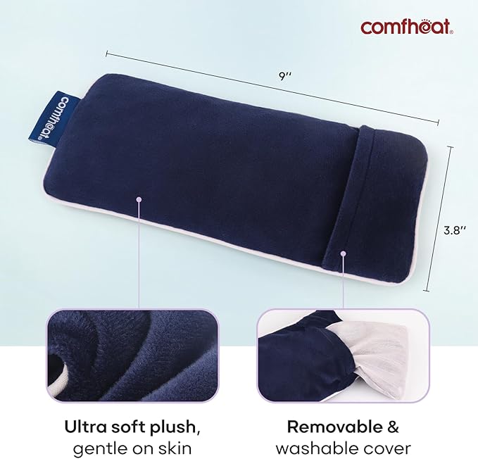 Unscented Weighted Eye Pillow - Soft Plush Removable Cover, Moist Heat & Cold Therapy, Natural Aromatherapy Eye Compress Pillow for Relaxation, Yoga, Meditation, and Sleep, Navy Blue