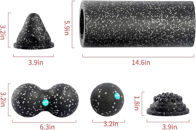 5-in-1 Foam Roller Set for Muscle Recovery – Includes Yoga Roller, Massage Ball, Peanut Ball, Cone, and Acupressure Disc – for Back, Legs, and Full Body Relief