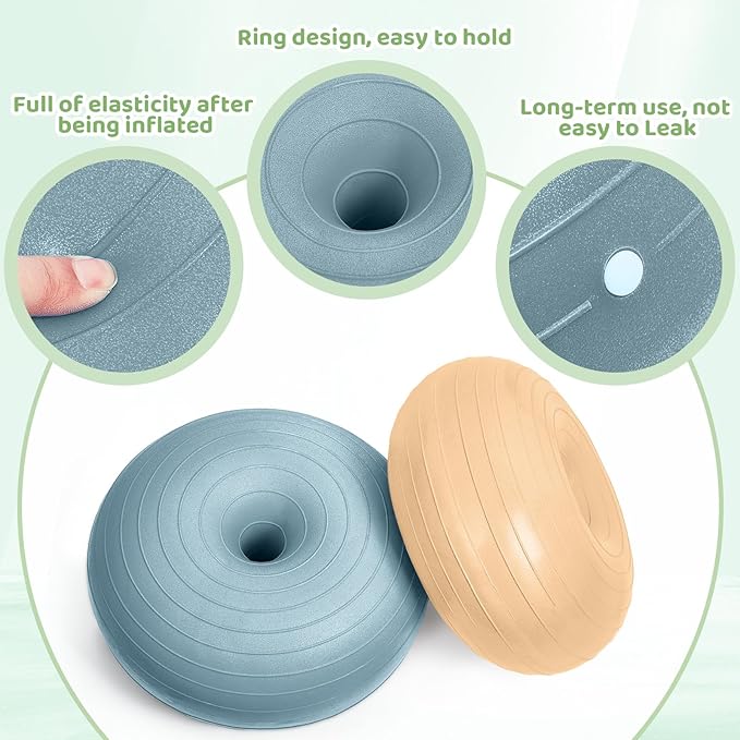 Lewtemi 4 Pcs Flexible Seating for Classroom Elementary 20 Inch Yoga Ball Chair Inflatable Donut Ball Chair with Inflator for Kids Student Sensory Balance Office Exercise