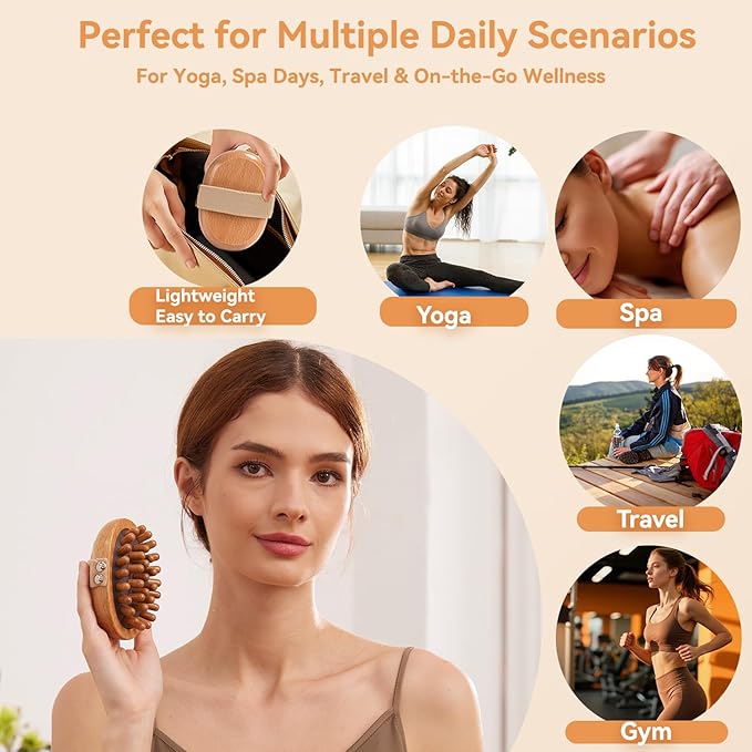 2PCS Meridian Massage Brush,Gua Sha Tool,Body Massage Brush,Wood Therapy Massage Tools, Meridian Brush for Belly,Body Sculpting Tools,Guasha Brush, Wooden Massage Tools,按摩梳, 经络刷