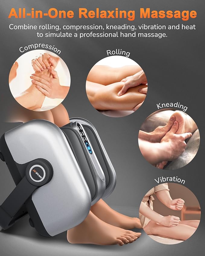 Shiatsu Foot Massager Machine with Heat : Deep Kneading Calf Massager with Vibration for Plantar Fasciitis, Neuropathy, Pain Relief, Circulation - for Home and Office Use