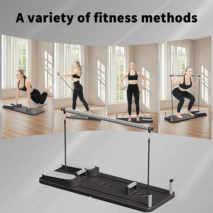 Pilates Board - Pilates Reformer Set, Multi-Purpose Foldable Pilates Reformer Board for Home,11 in 1 Pilates Equipment