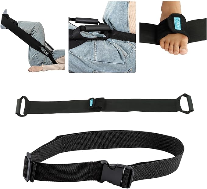 Leg Lifter Strap & Stretching Aid for Stroke Recovery, Hands-Free Physical Therapy Band for Elderly & Bedridden, Leg Rehabilitation Equipment for Knee/Hip Surgery & Foot Drop (1 Foot+ Waist Belt)