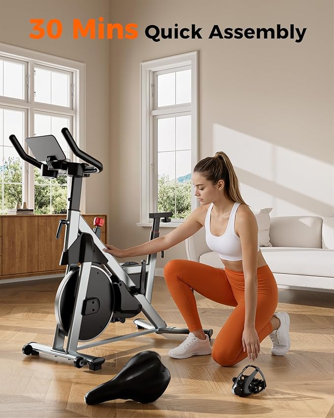 SupeRun Magnetic Exercise Bike for Home, Stationary Bikes Indoor Cycling with 32-Level Resistance, Adjustable for Users 5'1" to 5'11" & 300lbs Capacity