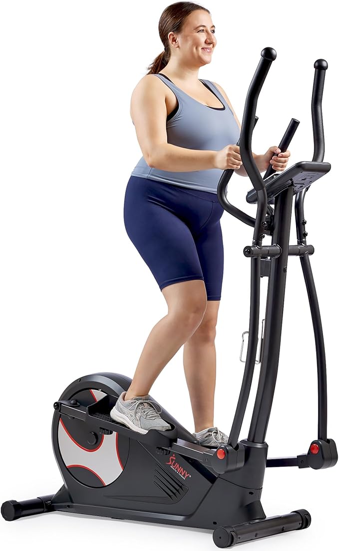 Sunny Health & Fitness Elliptical Machine with Extended Stride, Ultra Quiet 300 lbs Capacity Cross Training Cardio Fully Body Exercise for Home, Sunny Fit App Access, Optional 12" or 16" Stride Length