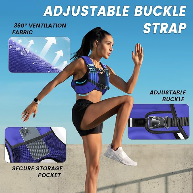 Weighted Vest Woman, 6/8/12/16/20/25/30 Lb Unisex Reflective Strength Training Weight Vest For Running, Jogging, Cardio & Workouts