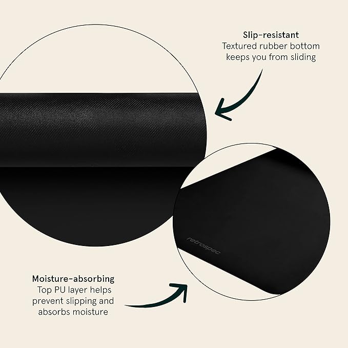 Retrospec Laguna 5mm Yoga Mat - Fitness Mat for Women, Men & Children, Slip-Resistant and Moisture Absorbing Exercise Mat for Home, Pilates, Yoga and Floor Workouts