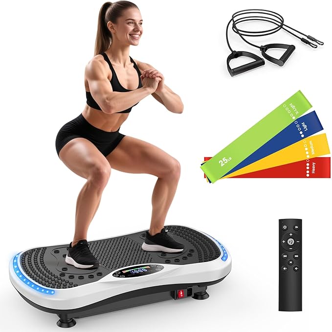 Vibration Plate Exercise Machine for Lymphatic Drainage, Vibration Machine for Full-Body Weight Loss Shaping, Vibrate Fitness Platform 400 Lbs & 200 Adjustable Speeds for Women Men Home