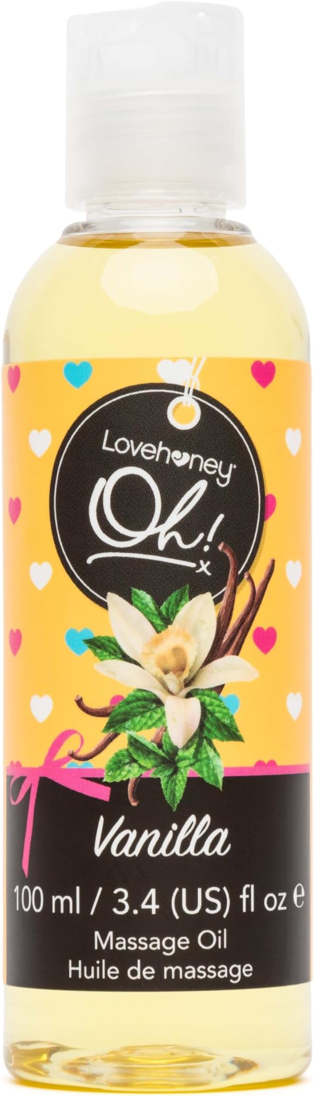 Lovehoney Vanilla Massage Oil - Infused with Essential Oils - Vegetarian Friendly - 3.4fl oz