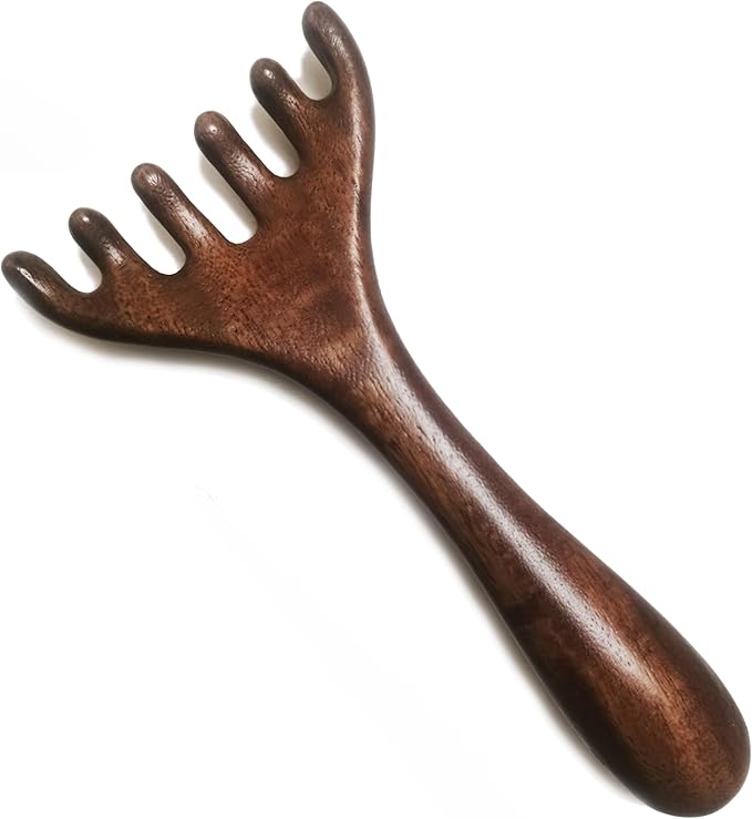 Wooden Self Care Facial Reflexology Hand Self-Massage for Head, Neck and Back, Set of 2 Wood Massage Tools