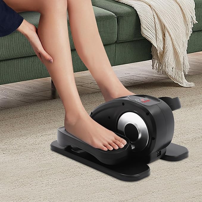 Under Desk Elliptical, 2 in 1 Ellipse Leg Exerciser for Seniors Adults 5Gear Electric Seated Pedal Exerciser W/Anti-Slip Pads Quiet Elliptical Machine with Remote Control for Home