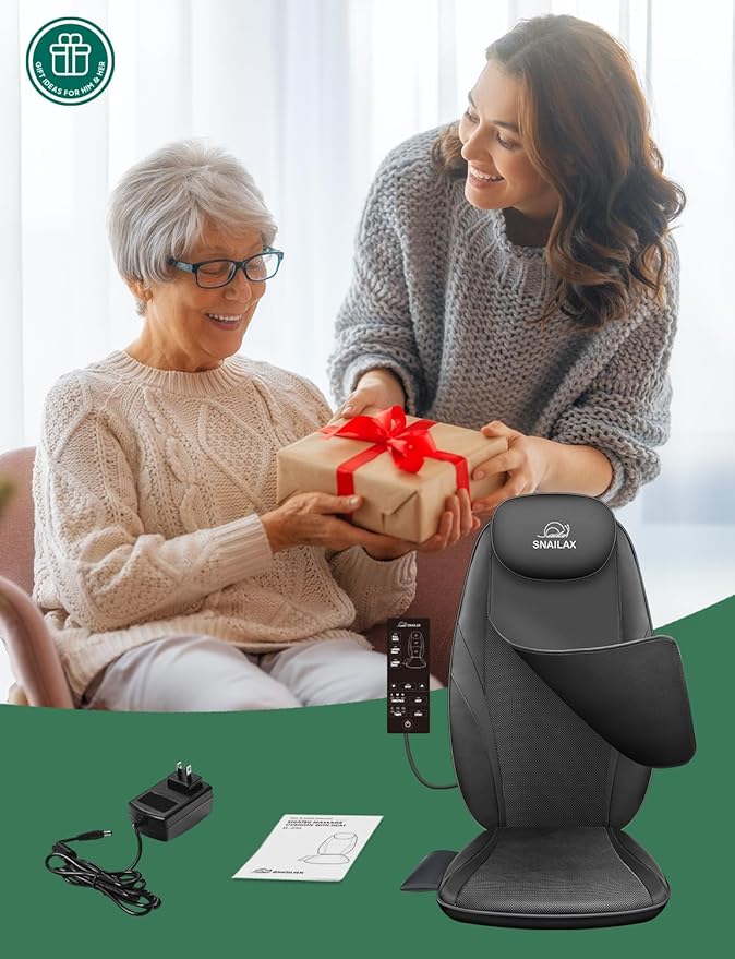 Snailax Back Massager with Heat, Gifts for Men, Women, Electric Deep Tissue Kneading Full Body Massage Chair for Back Pain, Home, Office Use, App Control