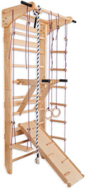 Swedish Ladder Wall Bars with Pull-Up Bar & Dip Station – Wooden Stall Bars, Multifunctional Home Gym Wall Ladder for Strength Training & Stretching