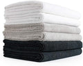 The Rag Company Microfiber Spa and Yoga Towel - Soft and Absorbent Towel for Gym, Spa, Exercise, Hotel, and Resort Use - Dries Fast - 16x27 inches - White, Ice Grey, Black, 6-Pack