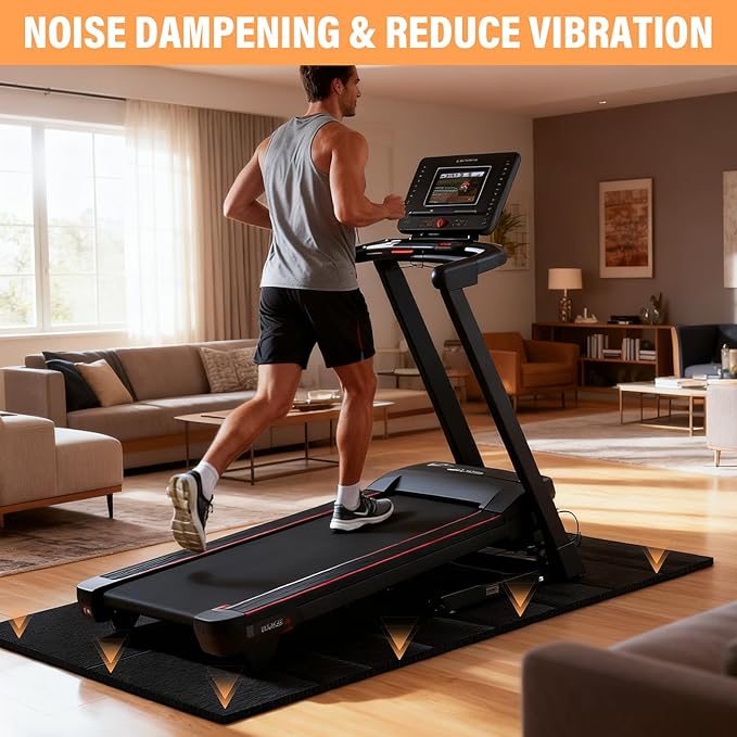 Walking Pad 68×24 Inch and 4PCS Square Treadmill Mat Pads Hardwood Floor Protection Non-Slip Double-Sided Pads Noise Shock Absorption for Treadmill Walking Pad Bike Exercise Equipment