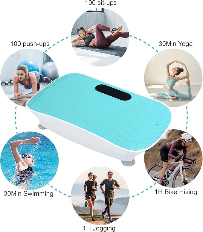 Silent Vibration Platform for Fitness & Massage - 10 Frequency Settings, Fat Burning, Weight Loss, Full Body Shaking Machine, Unisex, Blue