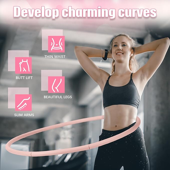 Exercise Fitness Hoop for Women 37 Inch Removable Adjustable Weighted Hoop Suitable for Adult Weight Loss and Home Fat Burning Exercise Workouts Gym
