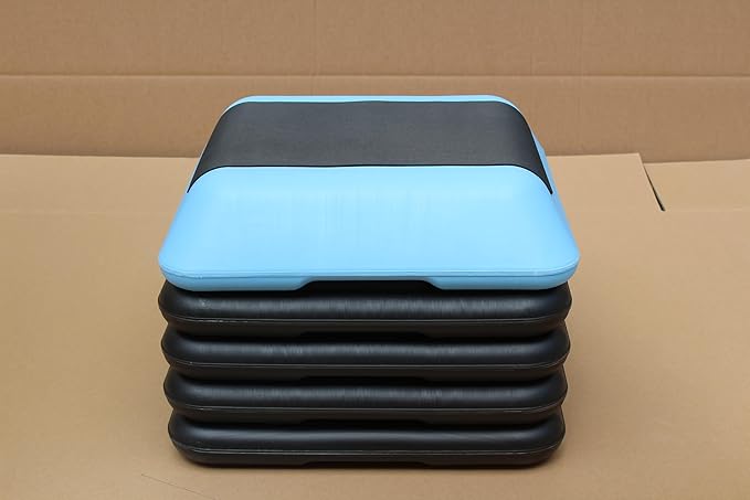 16"x16" High Step Aerobic Platform with 4 Risers, Height-Adjustable Step Aerobics Platform for Home Gym Exercise Fitness Workout Black+Blue