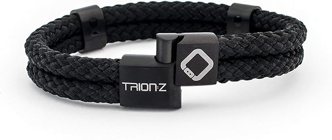 Trion:Z Zen Loop Duo Magnetic Field Therapy Wristband Featuring Patented ANSPO Technology for Carpal Tunnel Knee & Wrist Pain (Black, Medium)