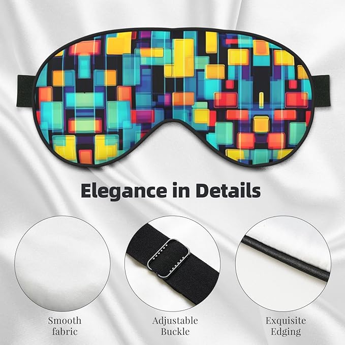Square Geometry Diagram Head-Mounted Double-Sided Light-Blocking Sleeping Eye mask to Protect Eyes and Relieve Eye Fatigue