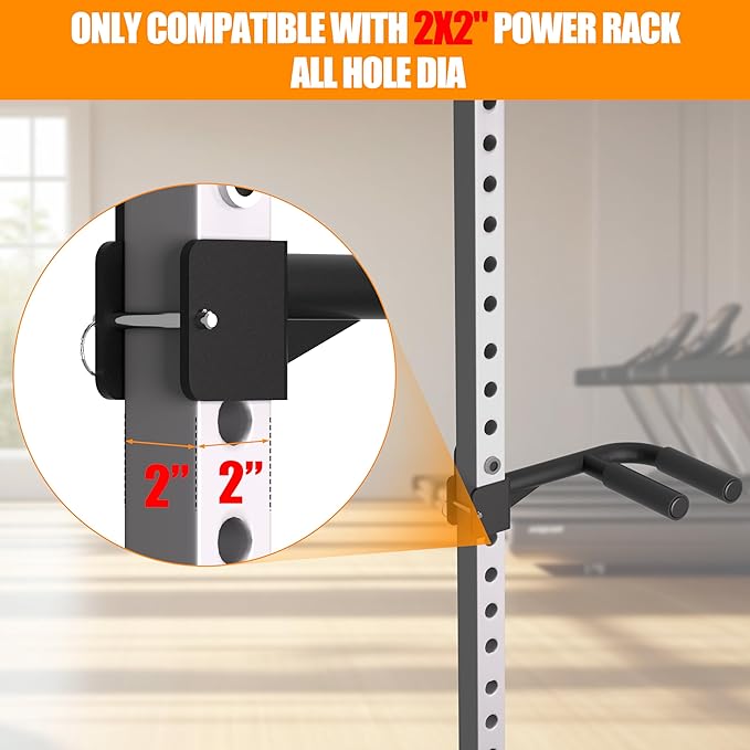 Muti-Grip Dip Bars Attachment for Power Cage with 5/8" or 1" Hole, Non-Slip Wide & Narrow Grip Dips Double Handles, 600 lbs Capacity, Squat Rack Attachment for Dips, Inverted Rows, Push-Ups
