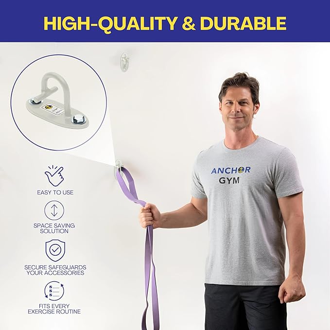 Anchor Gym Mini H1 (Set of 3) - Resistance Band Wall Anchors for Home Workouts | Wall Mount Anchor for Resistance Bands, Stretch Straps & Suspension Trainers