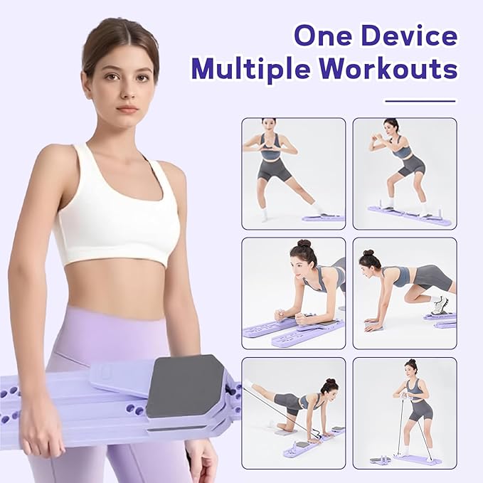 Pilates Board, Portable 7-in-1 Multifunctional Pilates Reformer Equipment with Timer, Anti-Slip and Quiet Design Pilates Reformers for Home Workout, Core Exercise for Women