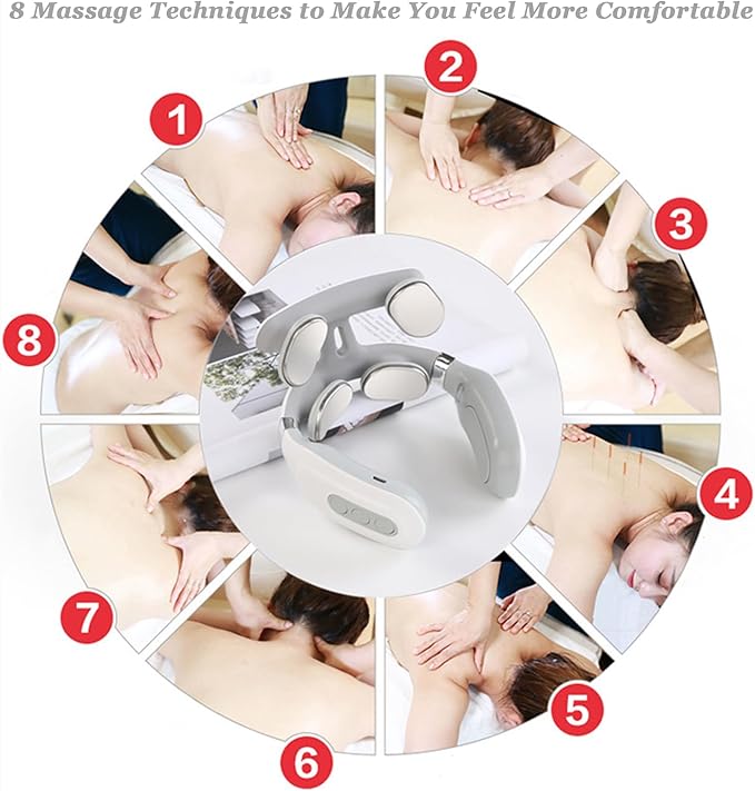 Pulse Neck Massager, 2026 2.0 Upgraded 4-Head Portable Neck Massager with Heat, 6 Modes 16 Levels for Home Relaxation & Personal Comfort, Ergonomic Design, Portable, Lightweight