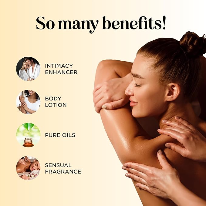 Scented Sensual Massage Oil for Couples - Tropical and Vanilla Full Body Massage Oils with Jojoba Coconut and Sweet Almond Oil with Sweet Aromas for Special Moments - Non GMO Gluten Free and Vegan