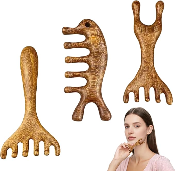 3 Pcs Scalp Massage Tool,Foot Massager Tool,Wooden Scalp Massager, Massage Comb,Foot Massage Tool,Labor Comb For Pain,For Scalp, Eye, Facial, Neck, Shoulder, 5 Touchs Therapy Comb, Massage Combs